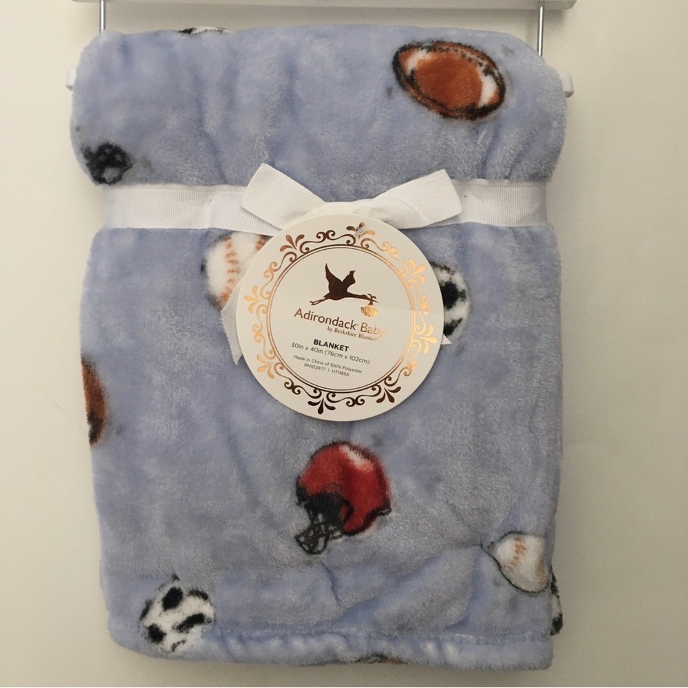 My Cozy Baby Blanket Adirondack Baby Blue Soft Lightweight Sports Theme NEW